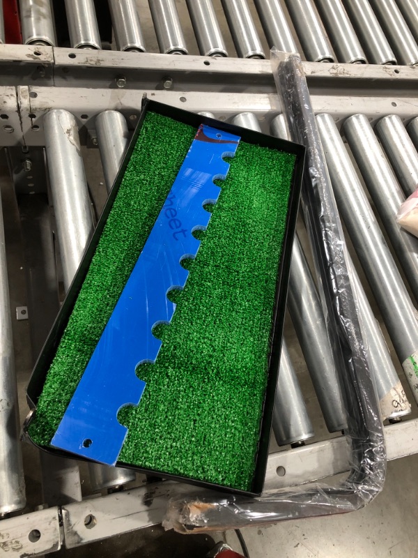 Photo 1 of 10'x20' black metal tray with green strip 