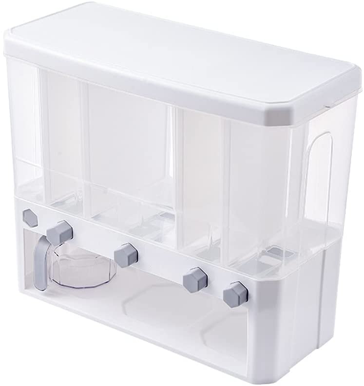 Photo 1 of 5 Grid Rice Storage Container Plastic Clear Dry Food Dispenser with Lid Rice Bucket with Button