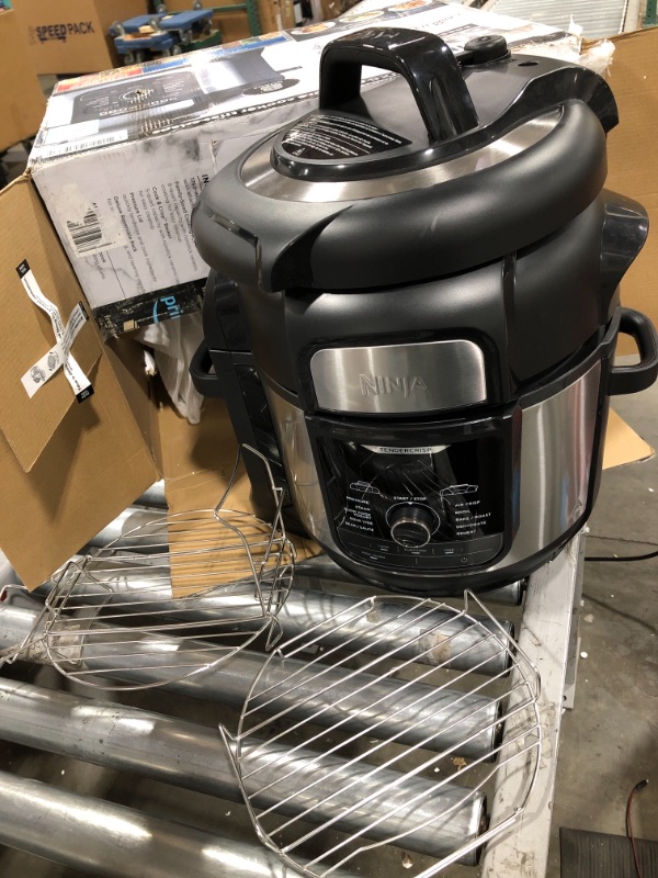 Photo 3 of Ninja FD401 Foodi 12-in-1 Deluxe XL 8 qt. Pressure Cooker & Air Fryer that Steams, Slow Cooks, Sears, Sautés, Dehydrates & More, with 5 qt. Crisper Basket, Deluxe Reversible Rack & Recipe Book, Silver
