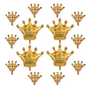 Photo 1 of 14Pcs Crown Balloons for Royal Baby Shower Decorations - Gold Crown Balloons for Birthday Wedding Prince Princess Party Christmas Party Decor, Aluminum Foil Crown Balloons 4 Giant & 10 Mini Size
