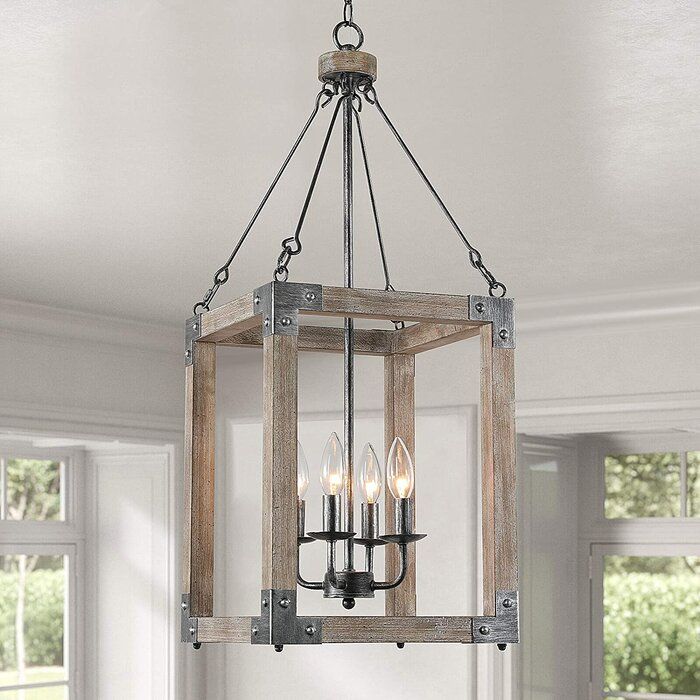 Photo 1 of 4-Light Farmhouse Chandelier Vintage Pendant Light Rustic Candle Light Holder 12 Inch Diameter For Hallway
