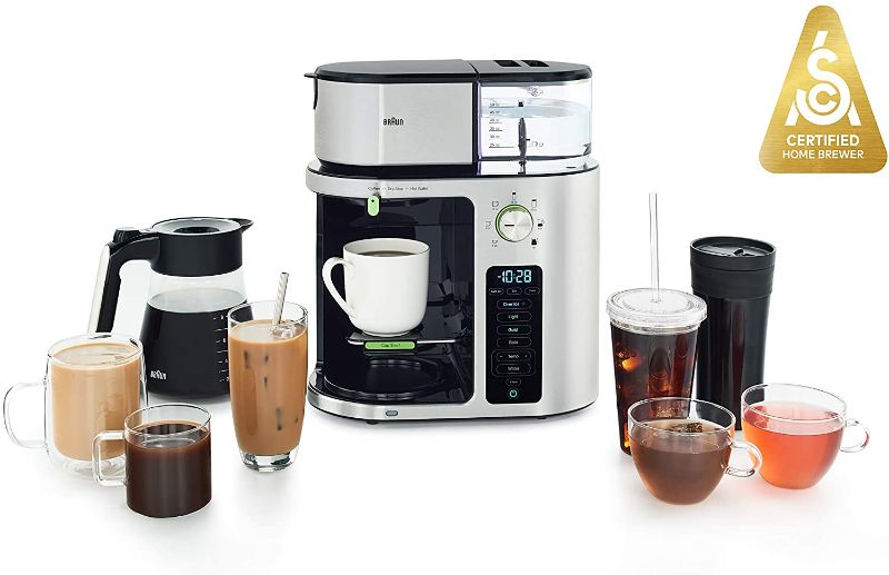 Photo 1 of Braun MultiServe Coffee Machine 7 Programmable Brew Sizes / 3 Strengths + Iced Coffee & Hot Water for Tea, Glass Carafe (10-Cup), Stainless Steel, KF9170SI SELL FOR PARTS ONLY 