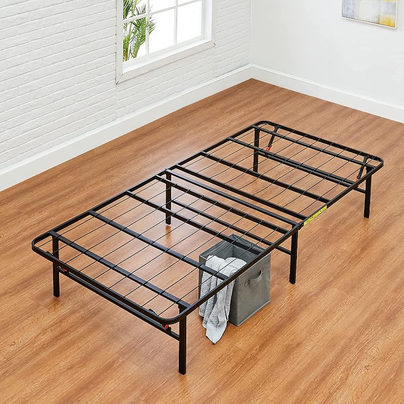 Photo 1 of Foldable, 14" Black Metal Platform Bed Frame with Tool-Free Assembly, No Box Spring Needed - Twin