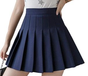 Photo 1 of Girls Women High Waisted Pleated Skirt Plain Plaid A-line Mini Skirt Skater Tennis School Uniform Skirts Lining Shorts size M
