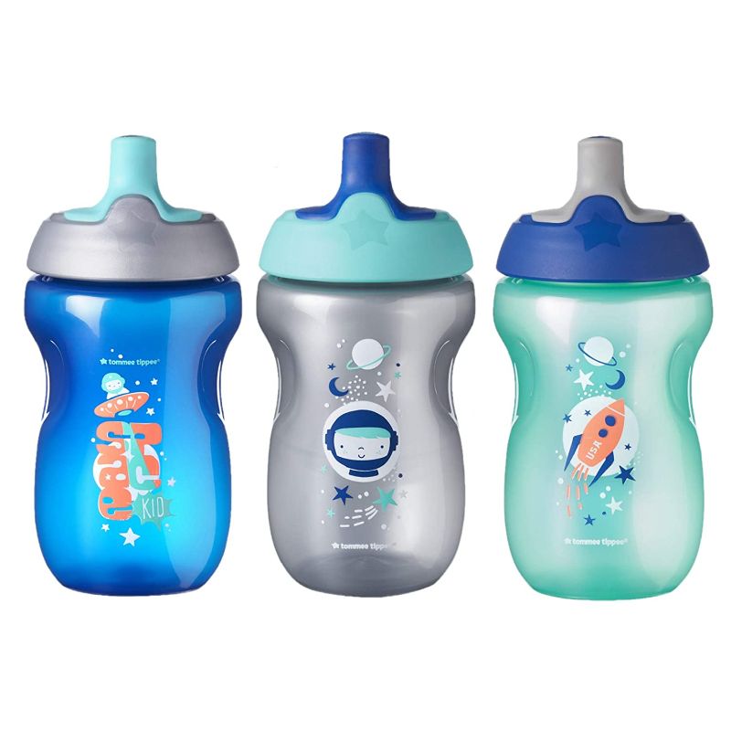 Photo 1 of Tommee Tippee Sippy Toddler Sportee Bottle, Boy - 12+ months, 10 Ounce, Pack of 3, Blue
