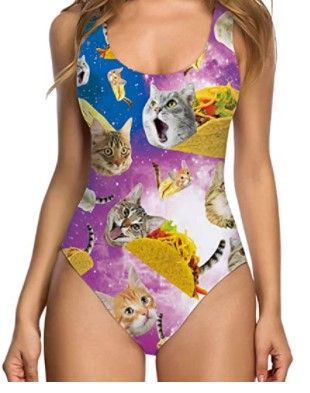 Photo 1 of RAISEVERN Women's One Piece 3D Fake Bikini Print Funny Swimsuits Bathing Suit Swimwear Beachwear size XL
