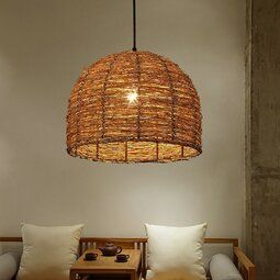 Photo 1 of  Rustic Wicker Rattan Shade Hanging Lamp Pendant Chandelier Ceiling Light.
