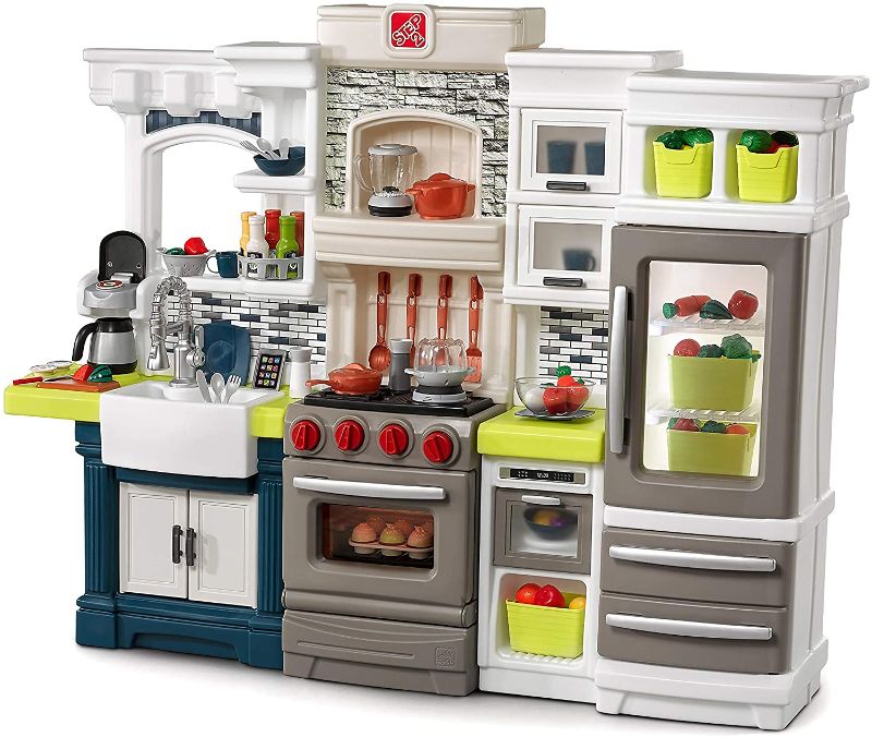 Photo 1 of Step2 Elegant Edge Kitchen | Large Kids Kitchen Playset with Realistic Lights & Sounds | Over 70-Pc Play Food & Toy Accessories Set Included BOX 1 0F 3 
