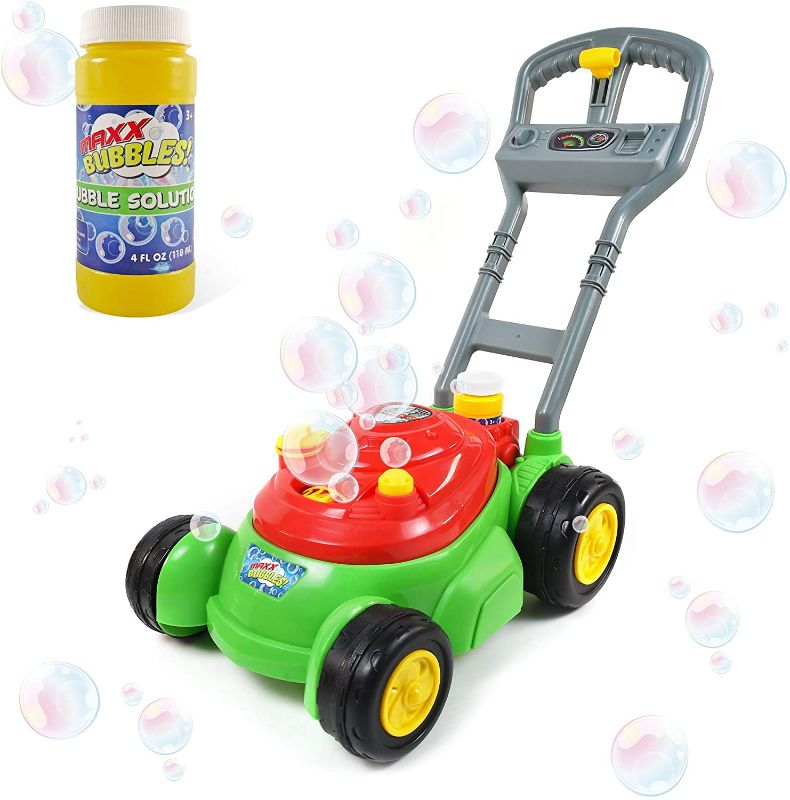 Photo 1 of Sunny Days Entertainment Bubble-N-Go Deluxe Toy Bubble Lawn Mower with 4 oz Bubble Solution | No Batteries Required | Amazon Exclusive - Maxx Bubbles
