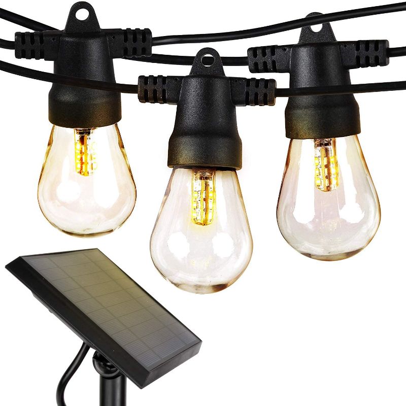 Photo 1 of Brightech Ambience Pro - Waterproof, Solar Powered Outdoor String Lights - 27 Ft Vintage Edison Bulbs Create Bistro Ambience On Your Patio - Commercial Grade, Shatterproof - 1W LED, Soft White Light
