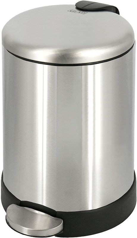 Photo 1 of Glad Small Trash Can, 1.2 Gallon | Round Stainless Steel Garbage Bin with Soft Close Lid & Step Foot Pedal | Metal Waste Basket with Removable Inner Bucket, Stainless
