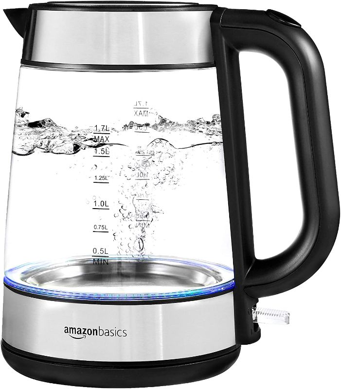 Photo 1 of Amazon Basics Electric Glass and Steel Hot Tea Water Kettle - 1.7-Liter
