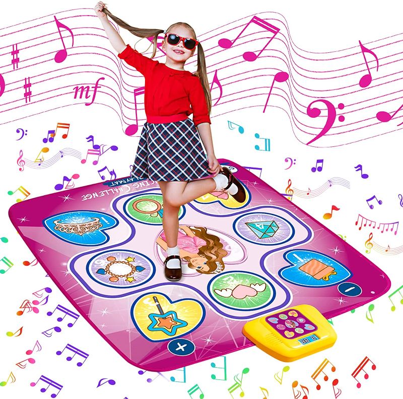 Photo 1 of BGISI Dance Mat - Electronic Dance Pad Gifts Toys for Girls - 5 Game Modes Musical Dancing Play Light Up Mats - Christmas Birthday Gifts for 3-5 6-8 10+ Years Old Girls