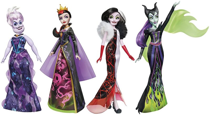 Photo 1 of Disney Villains Black and Brights Collection, Fashion Doll 4 Pack, Disney Villains Toy for Kids 5 Years Old and Up (Amazon Exclusive)