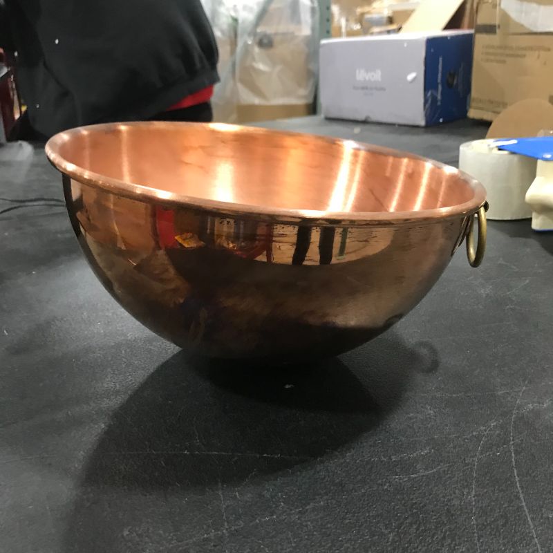Photo 2 of 12 Inch. Diameter Solid Copper Beating Bowl, 5 Quart