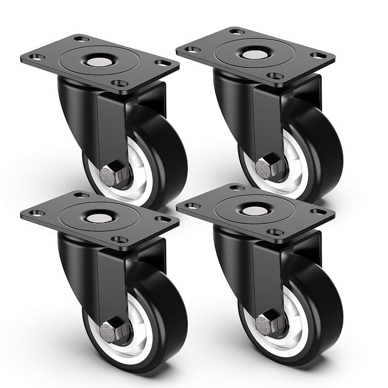 Photo 1 of 3 inch Swivel Caster Wheels, Heavy Duty Plate Casters with no Brakes Total Capacity 1000lbs (pack of 4)