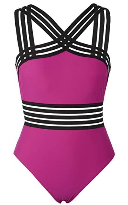 Photo 1 of Hilor Women's One Piece Swimwear Front Crossover Swimsuits Hollow Bathing Suits Monokinis SIZE : 4-6