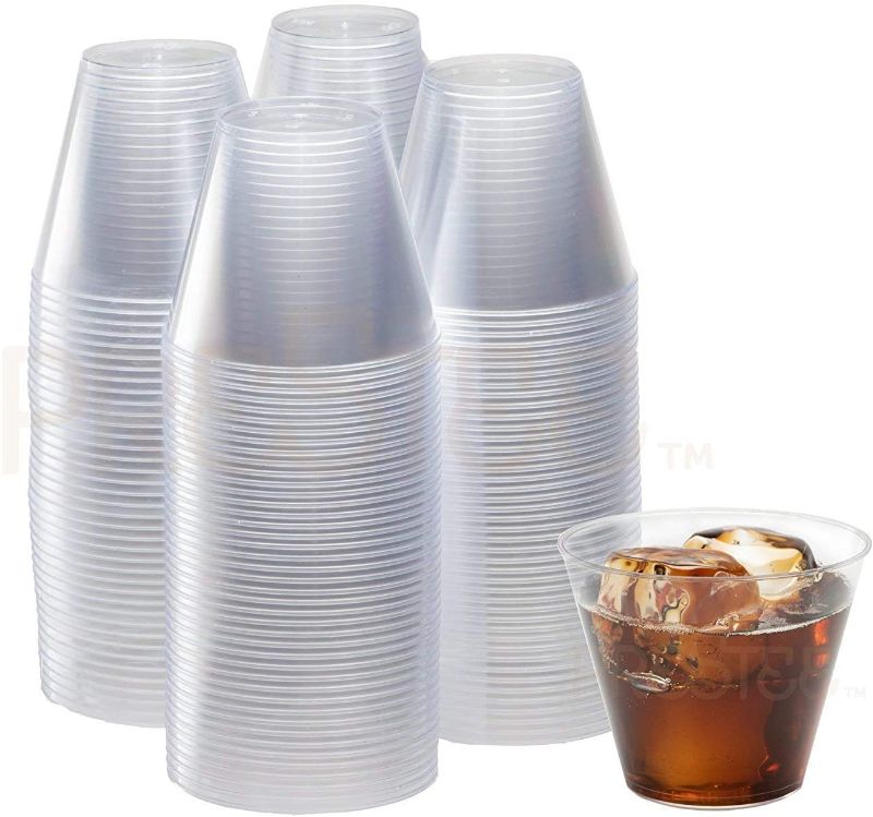 Photo 1 of 200 Clear Plastic Cups - 9 Ounce | Hard Disposable Cups | Plastic Wine Cups | Plastic Cocktail Glasses | Plastic Drinking Cups | Plastic Party Punch Cups | Bulk Party Cups | Wedding Tumblers