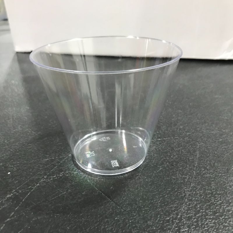Photo 2 of 200 Clear Plastic Cups - 9 Ounce | Hard Disposable Cups | Plastic Wine Cups | Plastic Cocktail Glasses | Plastic Drinking Cups | Plastic Party Punch Cups | Bulk Party Cups | Wedding Tumblers