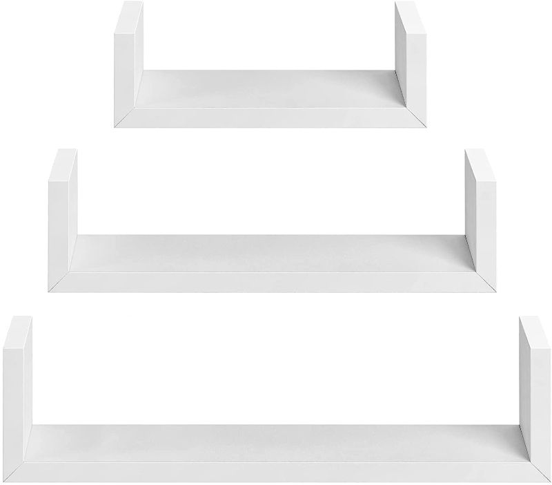 Photo 1 of AMADA HOMEFURNISHING White Floating Shelves U-Shaped, Wall Shelf 3 Sizes for Bedroom, Bathroom, Living Room, Kitchen, AMFS13-W