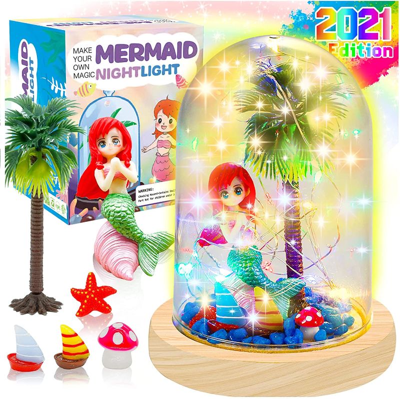 Photo 1 of Make Your Own Mermaid Night Light - Mermaid Gifts for Girls, Mermaid Decor, Mermaid Toys, Arts and Crafts Nightlight Project Novelty for Girl Age 4 to 9-Year-Old, Mermaid Craft Kit