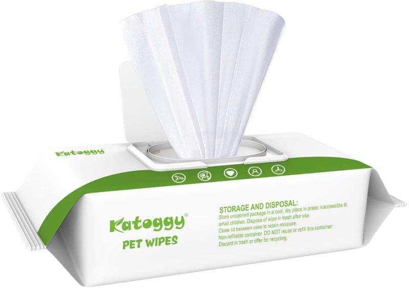 Photo 1 of Katoggy Pet Wipes, Plant-Based and Compostable Wipes for Dogs/Cats, Hypoallergenic, Deodorizing Grooming Pet Wipes for Paws, Body and Butt