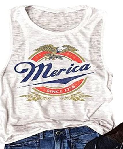 Photo 1 of Erxvxp Women Tank Tops Sleeveless Merica Since 1776 Racerback T-Shirt Vest for Independence Day
 size: 2XL