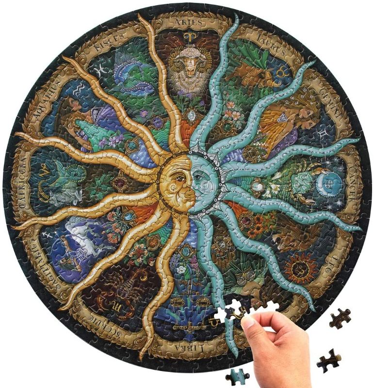 Photo 1 of  500 Piece Puzzles for Adults- Zodiac Constellation Puzzle- Round Mandala Astrology Jigsaw Puzzle Cool and Challanege