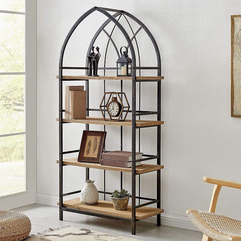 Photo 1 of FirsTime & Co. Walnut Ridgeway Arch Etagere Bookcase, Wood, 31.5 x 13 x 64 inches
