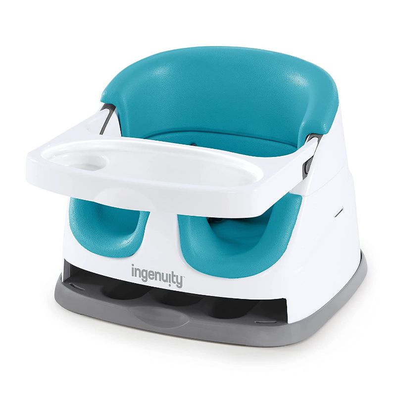 Photo 1 of Ingenuity Baby Base 2-in-1 Booster Feeding and Floor Seat with Self-Storing Tray - Peacock Blue