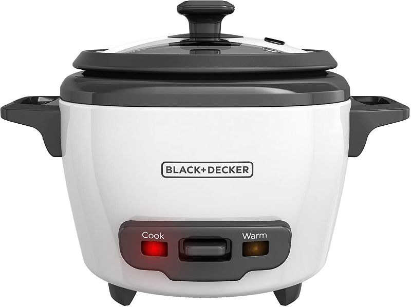 Photo 1 of BLACK+DECKER Uncooked Rice Cooker, 3-cup, White