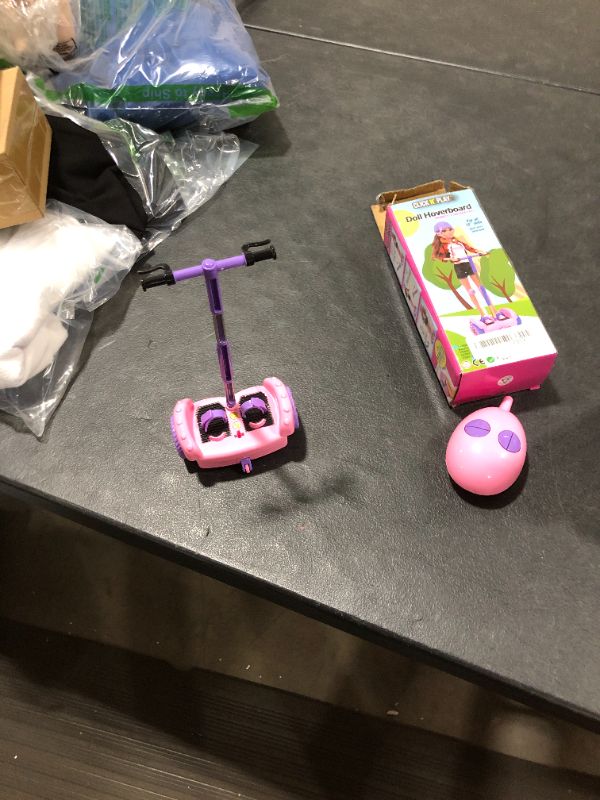 Photo 2 of Click N' Play Scooter for 12" Dolls, Remote Control Hoverboard, Pink and Purple, Gifts for Girls Ages 3+