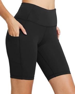 Photo 1 of BALEAF Women's 8"/ 7"/ 5" High Waist Biker Shorts Yoga Workout Running Compression Exercise Shorts Side Pockets size:medium