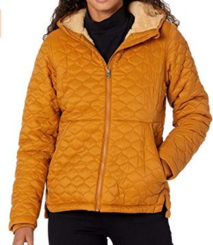 Photo 1 of Amazon Essentials Women's Lightweight Water Resistant Long Sleeve Sherpa Lined Puffer Jacket with Hood size:medium