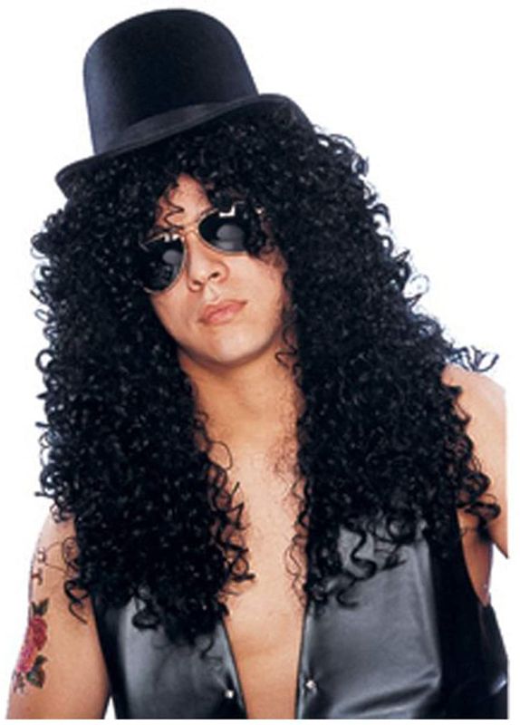 Photo 1 of Costume Culture Men's Curly Rocker Wig Deluxe, Black, One Size