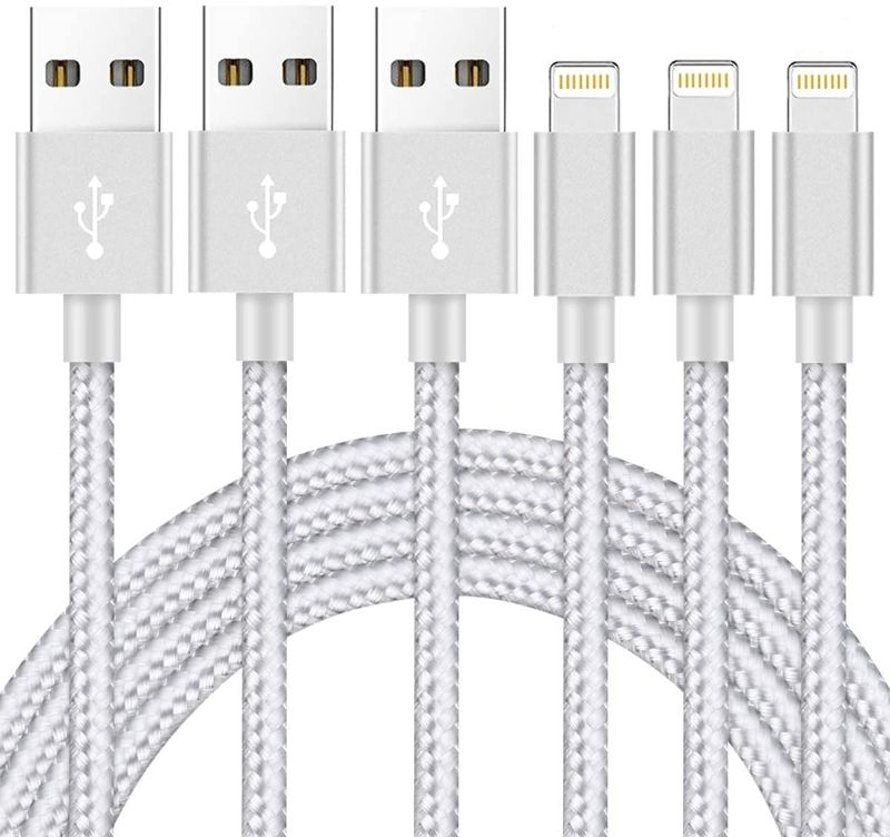 Photo 1 of  iPhone Charger Cable [Mfi-Certified] 3Pack 10ft Nylon Braided High Speed USB Charging Cord Compatible with iPhone 12/11/XS/XR/X/8/7/6/5/iPad-SilverGray