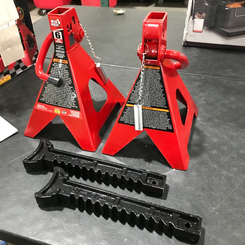 Photo 2 of BIG RED T43202 Torin Steel Jack Stands: 3 Ton (6,000 lb) Capacity, Red, 1 Pair