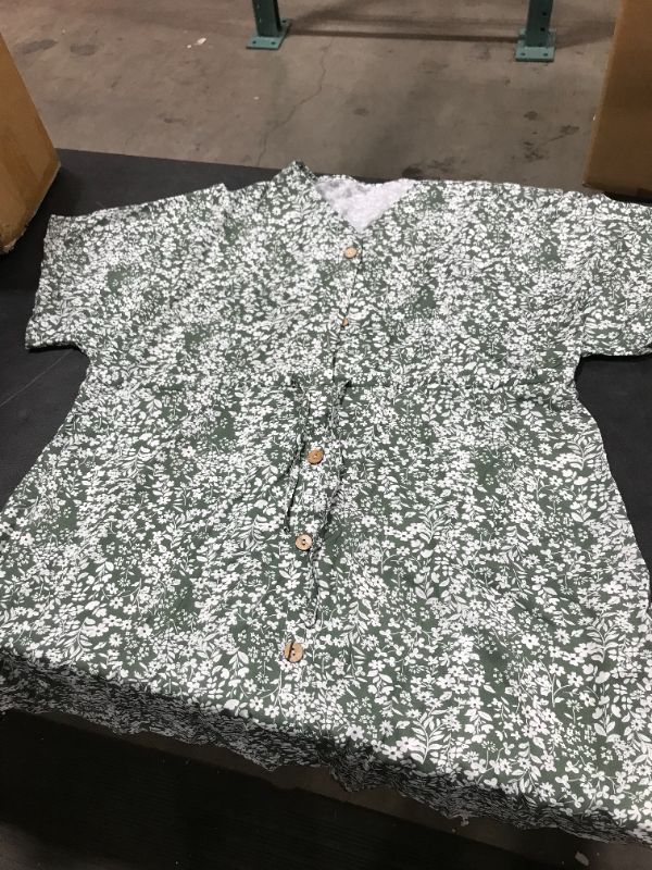 Photo 1 of womens green floral button up shirt size:XL