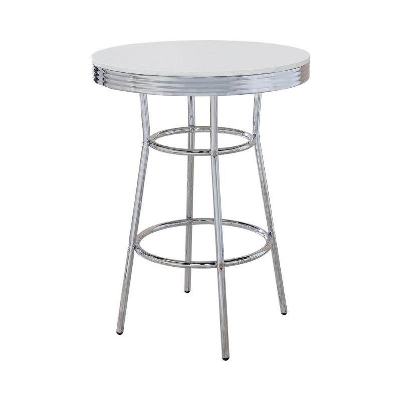 Photo 1 of Coaster Cleveland 30" Round Metal Pub Table in White and Chrome
