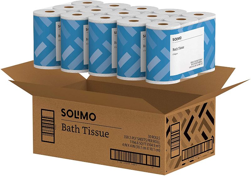 Photo 1 of Amazon Brand - Solimo 2-Ply Toilet Paper, 6 Count (Pack of 5)
