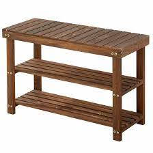 Photo 1 of Bamboo Shoe Rack Bench, 3-Tier Sturdy Shoe Organizer