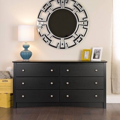 Photo 1 of 6 Drawer Dresser Black - Prepac
