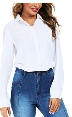 Photo 1 of  Button Down Shirts for Women Professional Casual Loose Long Sleeve Button Blouse Top (read comments)