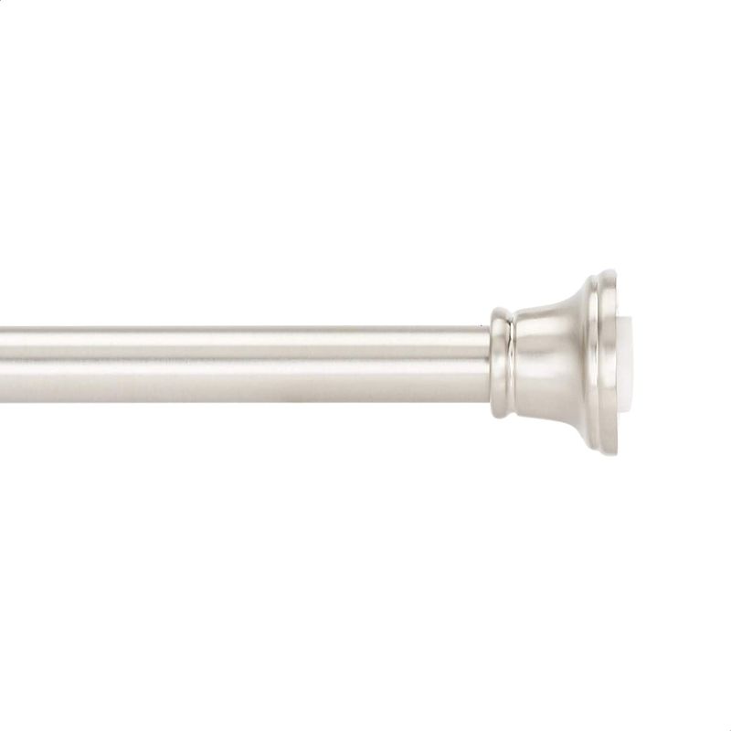 Photo 1 of Amazon Basics Tension Curtain Rod, Adjustable 36-62" Width - Nickel, Bell Finial