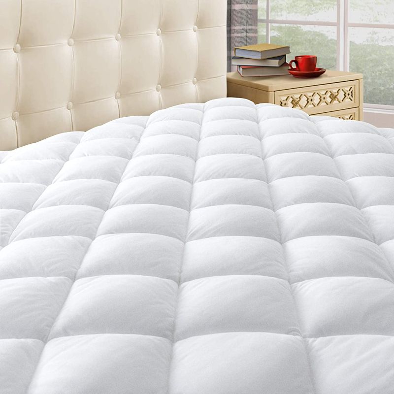 Photo 1 of  Queen Quilted Mattress Pad Cover with Deep Pocket (8"-21"), Cooling Soft Pillowtop Bed Mattress Cover, White