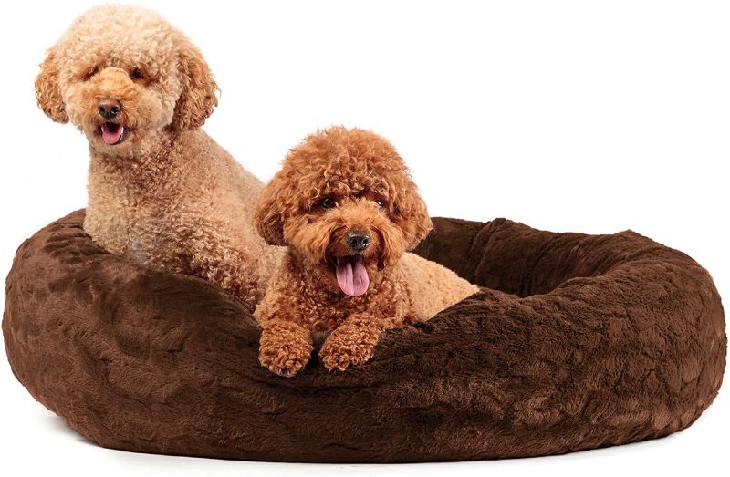 Photo 1 of Calming Dog Bed for Dogs Cats Donut Dog Bed Pet Cushion Bed Plush Cat Bed Round Anti-Anxiety Dog Bed small and medium dogs