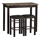 Photo 1 of Linon Brown 3-Piece Table Faux Marble Tavern Set, 42" w x 22.25" d x 36" h
