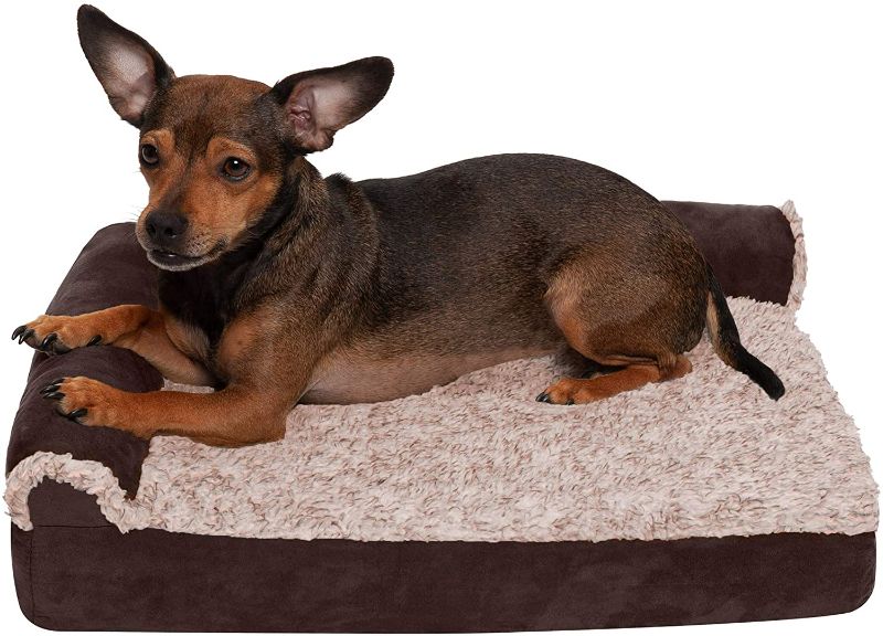 Photo 1 of Furhaven Orthopedic CertiPUR-US Certified Foam Pet Beds for Small, Medium, and Large Dogs and Cats - Two-Tone L Chaise, Southwest Kilim Sofa, Faux Fur Velvet Sofa Dog Bed, and More
