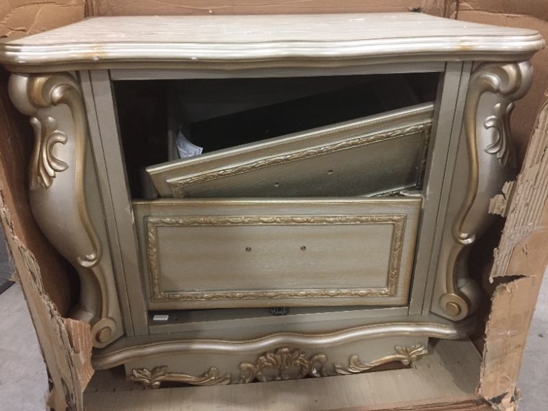 Photo 2 of acme Dresden Nightstand in Gold Patina Finish 23163/ONLY SELLING FOR PARTS!!!!
