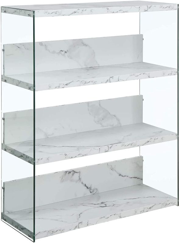 Photo 1 of Convenience Concepts SoHo 4 Tier Wide Bookcase, White Faux Marble
